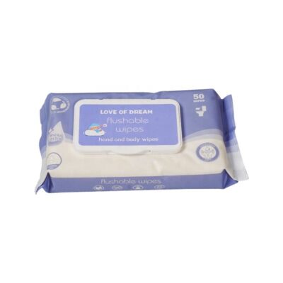 Custom logo biodegradable flushable wipes for care