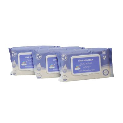 Custom logo biodegradable flushable wipes for care