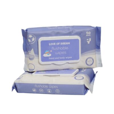 Custom logo biodegradable flushable wipes for care